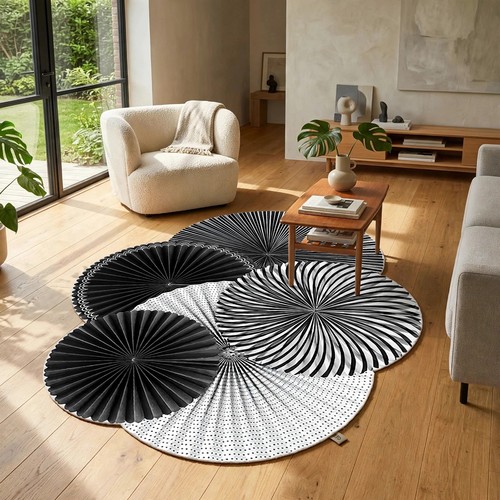 Teppich schwarz weiß 200x300 - weiß,