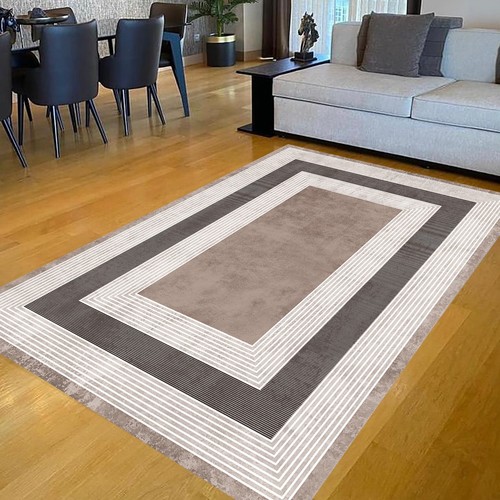 Streifen rahmen teppich beige - rahmen,